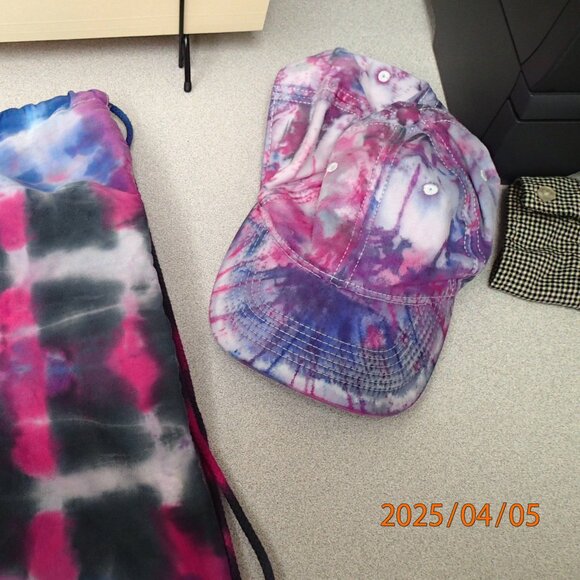 Purple Tie Dye Hat and Cinch Sack - Picture 2 of 2